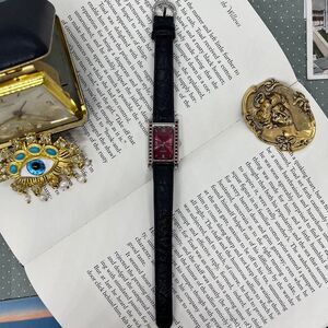 Silver Tone Leather Band Women's Watch